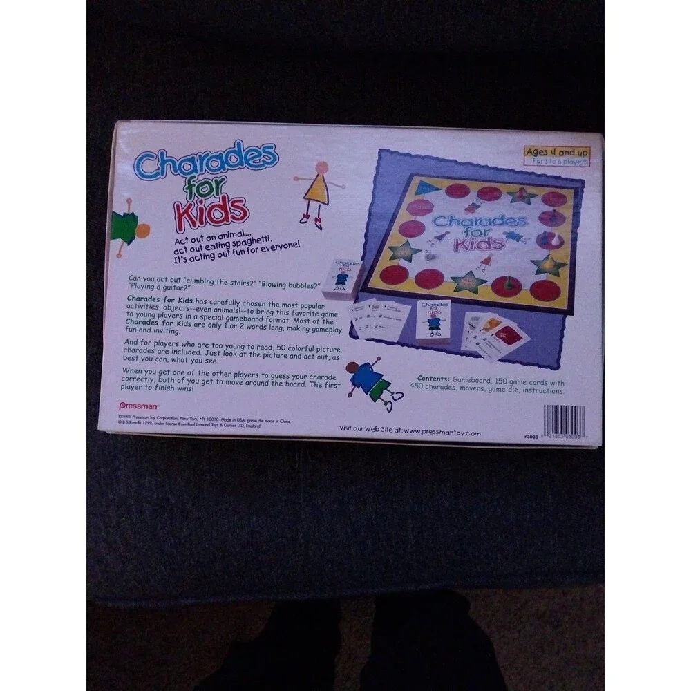 Vintage 1999 Pressman Charades for Kids Board Game Complete Family Retro